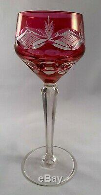 Set of 7 Vintage 6 oz. Bohemian Cut-to-Clear Crystal Wine Glass 7 Colors