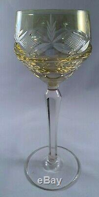 Set of 7 Vintage 6 oz. Bohemian Cut-to-Clear Crystal Wine Glass 7 Colors