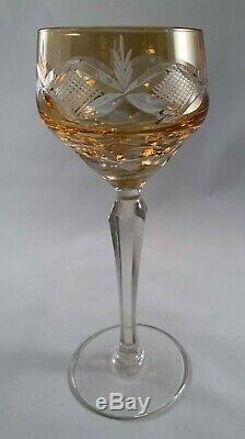 Set of 7 Vintage 6 oz. Bohemian Cut-to-Clear Crystal Wine Glass 7 Colors