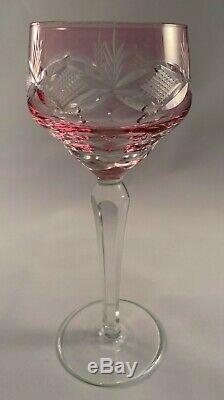 Set of 7 Vintage 6 oz. Bohemian Cut-to-Clear Crystal Wine Glass 7 Colors