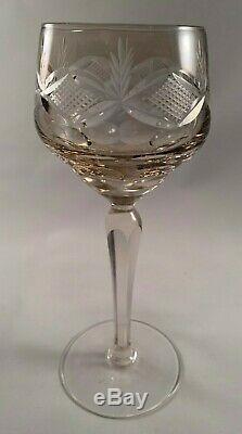 Set of 7 Vintage 6 oz. Bohemian Cut-to-Clear Crystal Wine Glass 7 Colors