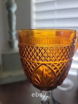 Set of 7 Vintage Cristal D'arques Durand Amber Etched Wine Water Goblets Fall