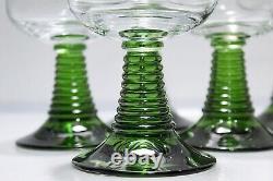 Set of 7 Vintage Green Beehive Stemmed Wine Glasses 5.5