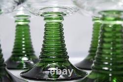 Set of 7 Vintage Green Beehive Stemmed Wine Glasses 5.5