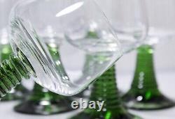 Set of 7 Vintage Green Beehive Stemmed Wine Glasses 5.5