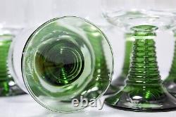 Set of 7 Vintage Green Beehive Stemmed Wine Glasses 5.5