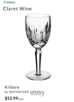 Set of 7 Vtg WATERFORD CRYSTAL Kildare 5-6 oz. Claret Wine Glasses 6.5 IRELAND
