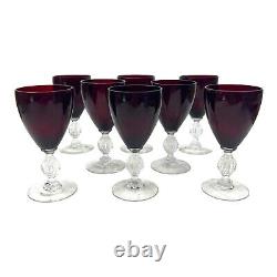 Set of 8 Cambridge Aurora Carmen Ruby Wine Glasses 4-5/8 Vintage Elegant Glass