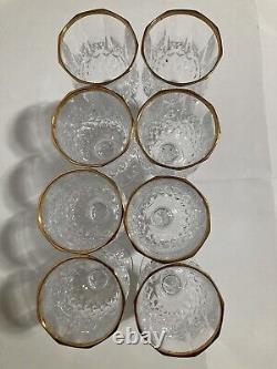 Set of 8 Cristal D'Arques Wine Goblet Longchamp Gold Rim Crystal Glasses Vintage