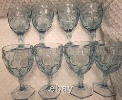 Set of 8 Fostoria Moonstone Light Blue Water Wine Glass Goblet 6.5 Tall Vintage