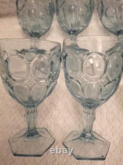 Set of 8 Fostoria Moonstone Light Blue Water Wine Glass Goblet 6.5 Tall Vintage