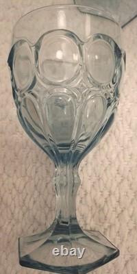 Set of 8 Fostoria Moonstone Light Blue Water Wine Glass Goblet 6.5 Tall Vintage