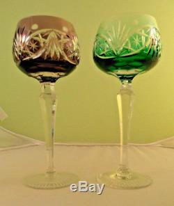 Set of 8 German Crystal Wine Glasses Cut to Clear- NACHTMANN #RS2
