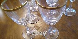 Set of 8 Gold Rimmed Vintage Crystal Stemmed Wine Glasses