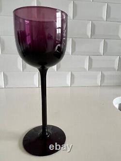 Set of 8 Mid-Century Vintage Carlo Moretti Amethyst Purple Wine Glasses-Murano
