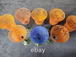 Set of 8 Royal Danube Tulip Art Glass Water / Wine Goblet Glasses Vintage w-c