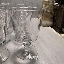 Set of 8 Steuben Signed Vintage 5 3/4 Claret Stemware / Wine Glasses w Monogram