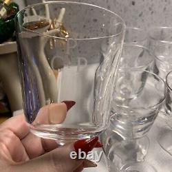 Set of 8 Steuben Signed Vintage 5 3/4 Claret Stemware / Wine Glasses w Monogram