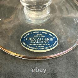 Set of 8 VTG Cristallerie Italiane Aqua Blue & 24K Gold Gilt Glasses RARE