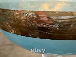 Set of 8 VTG Cristallerie Italiane Aqua Blue & 24K Gold Gilt Glasses RARE