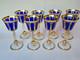 Set of 8 Vintage Bohemian Cobalt Blue Cabochon Wine Goblets 7 7/8