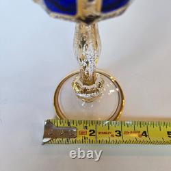 Set of 8 Vintage Bohemian Cobalt Blue Cabochon Wine Goblets 7 7/8