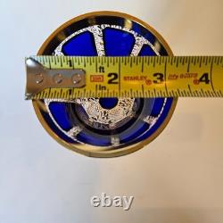Set of 8 Vintage Bohemian Cobalt Blue Cabochon Wine Goblets 7 7/8