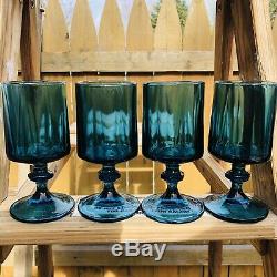 Set of 8 Vintage Colony Nouveau Riviera Blue Mid Century Wine Glasses RARE