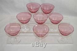 Set of 8 Vintage Cranberry by Pilgrim Glass 4 1/2 Wine Glasses Non-Optic