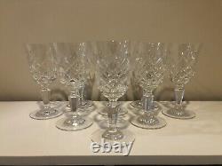 Set of 8 Vintage Crystal Etched Stem Water Wine Glasses 6 3/4 Clear