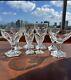Set of 8 Vintage Kosta Boda Crystal Wine Glass Glasses Hexagon Base Signed