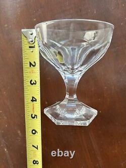 Set of 8 Vintage Kosta Boda Crystal Wine Glass Glasses Hexagon Base Signed