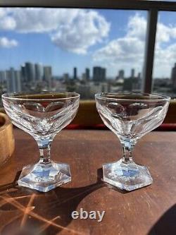 Set of 8 Vintage Kosta Boda Crystal Wine Glass Glasses Hexagon Base Signed