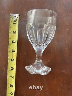 Set of 8 Vintage Kosta Boda Crystal Wine Glass Glasses Hexagon Base Signed
