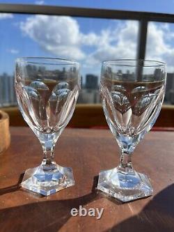 Set of 8 Vintage Kosta Boda Crystal Wine Glass Glasses Hexagon Base Signed