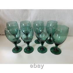 Set of 8 Vintage Libbey Teardrop Juniper Green Wine Glasses Water Goblet Bundle
