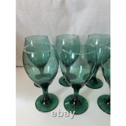 Set of 8 Vintage Libbey Teardrop Juniper Green Wine Glasses Water Goblet Bundle