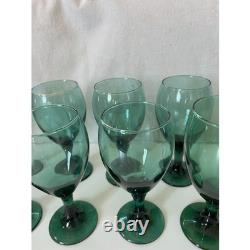 Set of 8 Vintage Libbey Teardrop Juniper Green Wine Glasses Water Goblet Bundle