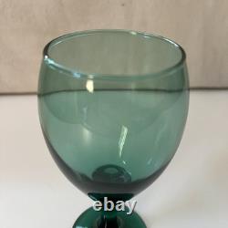Set of 8 Vintage Libbey Teardrop Juniper Green Wine Glasses Water Goblet Bundle