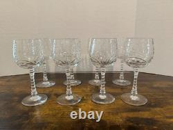 Set of 8 Vintage Rock Sharpe Baden Cut Crystal Water Wine Glasses