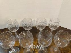 Set of 8 Vintage Rock Sharpe Baden Cut Crystal Water Wine Glasses