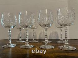 Set of 8 Vintage Rock Sharpe Baden Cut Crystal Water Wine Glasses