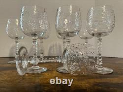 Set of 8 Vintage Rock Sharpe Baden Cut Crystal Water Wine Glasses