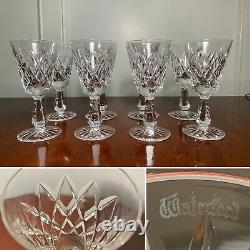 Set of 8 Vintage WATERFORD CRYSTAL Kinsale 5.5-inch Claret Wine Glasses IRELAND
