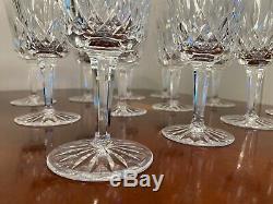 Set of 8 Vintage WATERFORD CRYSTAL Lismore Water Wine Goblets Glasses 6-7/8