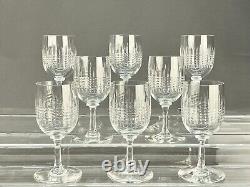Set of 8 Vtg Baccarat Nancy 5 Hand Blown Claret Wine Glasses France, Mint