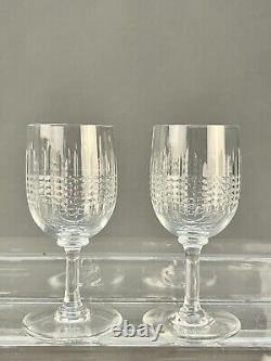 Set of 8 Vtg Baccarat Nancy 5 Hand Blown Claret Wine Glasses France, Mint