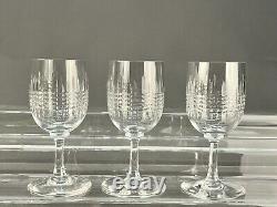 Set of 8 Vtg Baccarat Nancy 5 Hand Blown Claret Wine Glasses France, Mint
