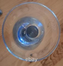 Set of 8 Zrike Blue Bubble Stem Goblets Hand Blown Glass Vintage Wine Glasses