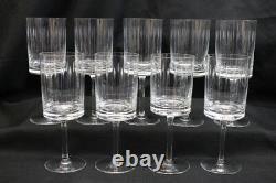 Set of 9 Mid-Century Wine/Water Stem Glasses Clear with Vertical Arrow Cuts